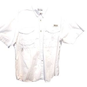 Columbia PFG 4 Pocket White Shirt Men's Size‎ Medium